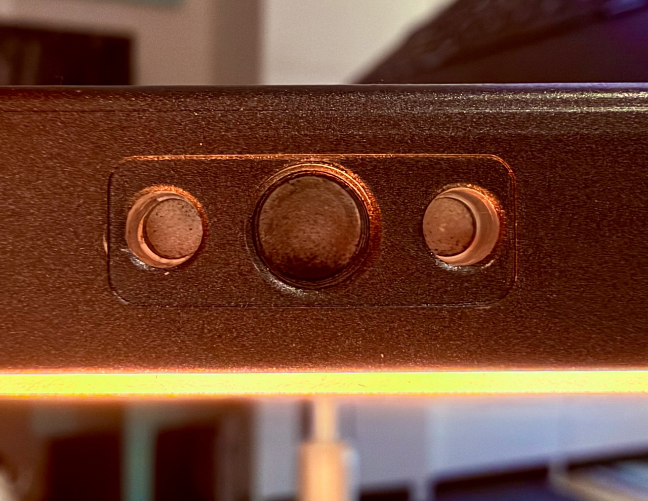 Threaded camera-mount socket with two anti-twist locating holes