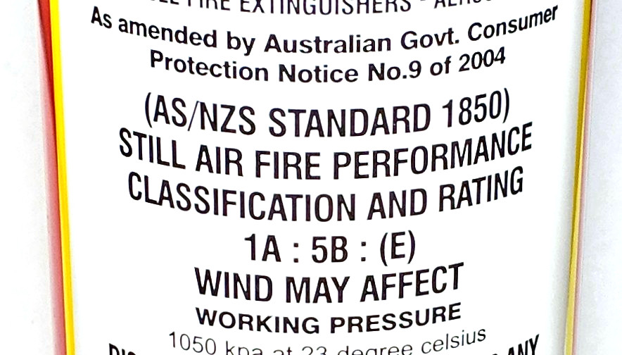 Fire extinguisher regulatory marking