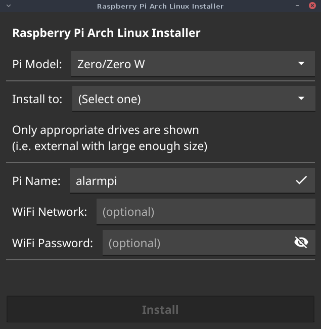 Raspberry Pi Arch Linux Installer Screenshot